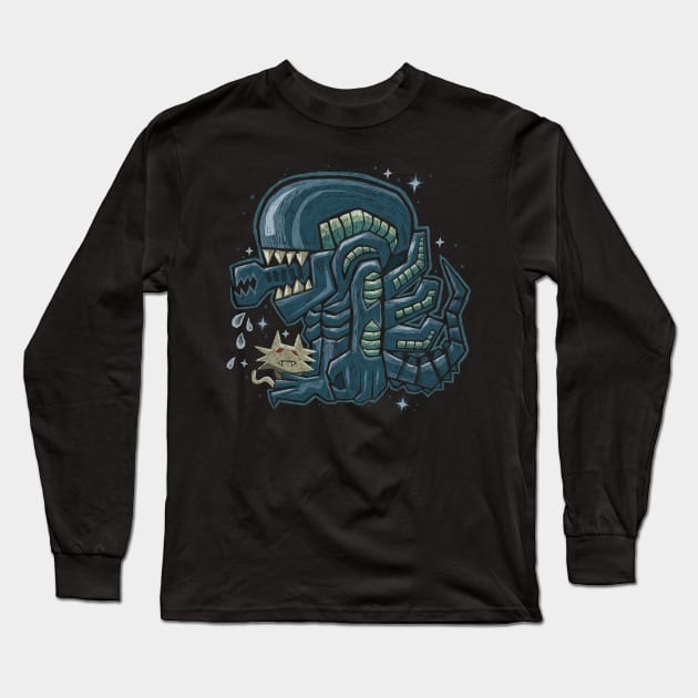 Cute Space Alien Creature Long Sleeve T-Shirt by DeepFriedArt